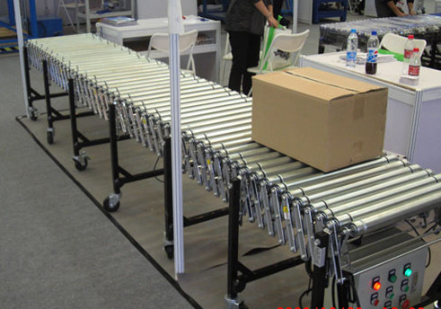 伸縮輥筒輸送機(jī)運(yùn)行圖，www.xiaohandou.cn